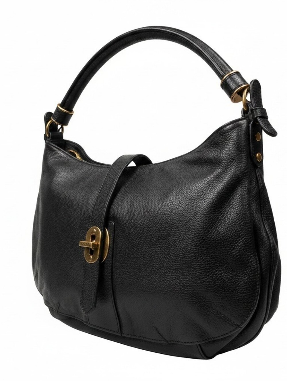Burberry Black Leather Shoulder Bag with Gold Hardware